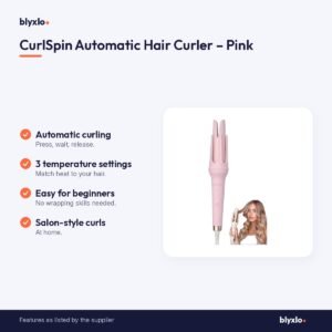 CurlSpin Automatic Hair Curler – Pink – key features