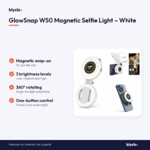 GlowSnap W50 Magnetic Selfie Light – White – key features